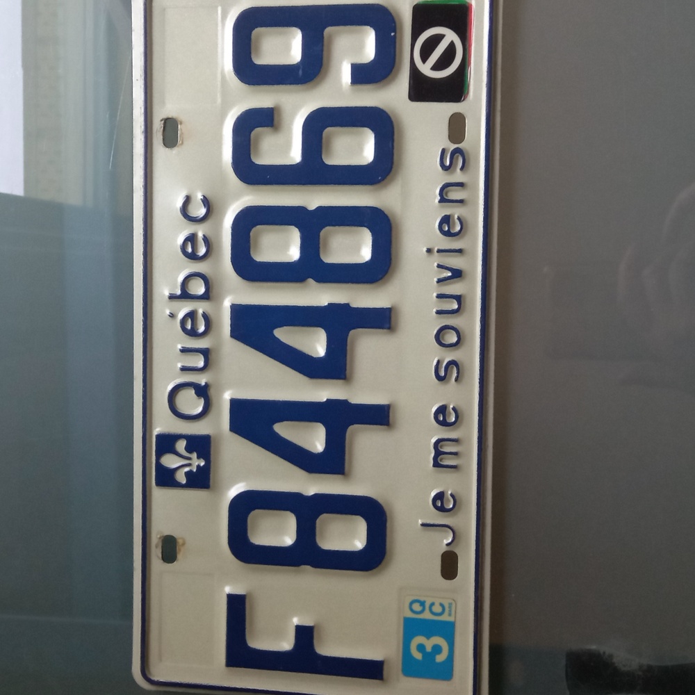 Quebec F license plate